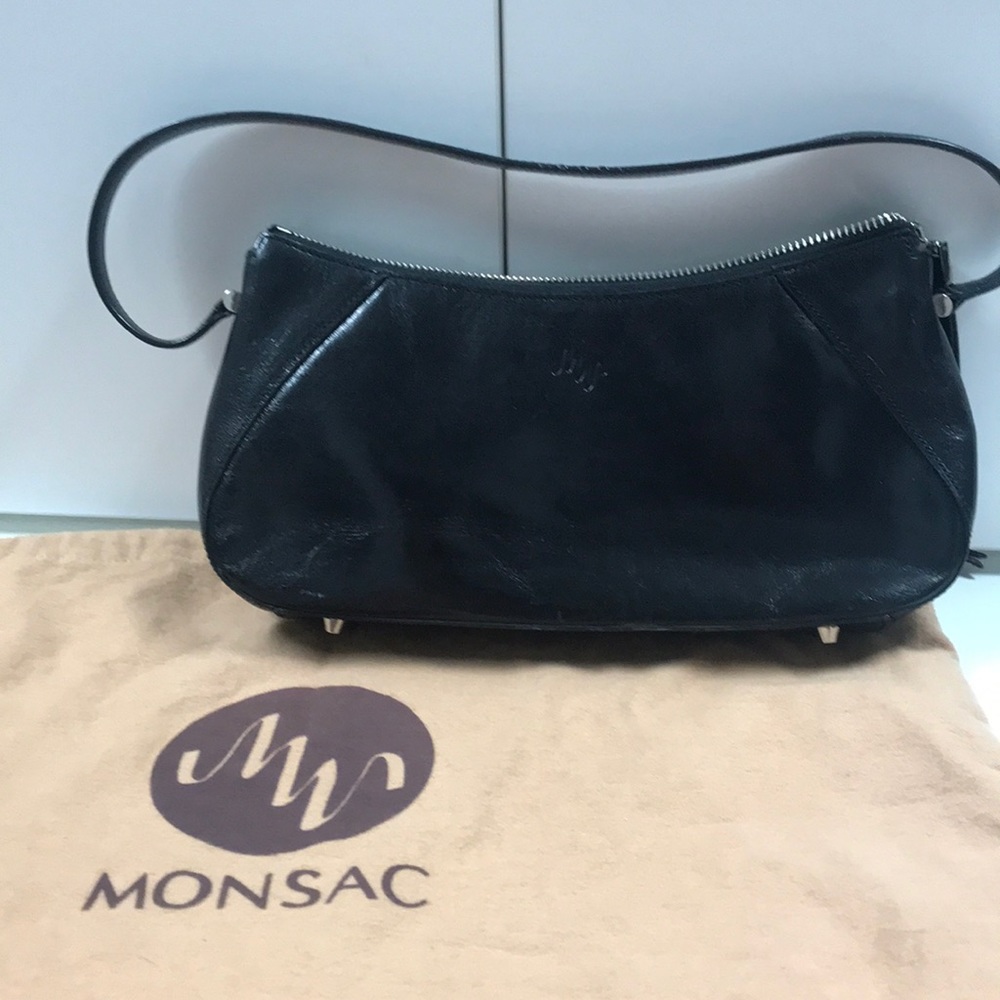 Monsac Original Black Leather mini purse